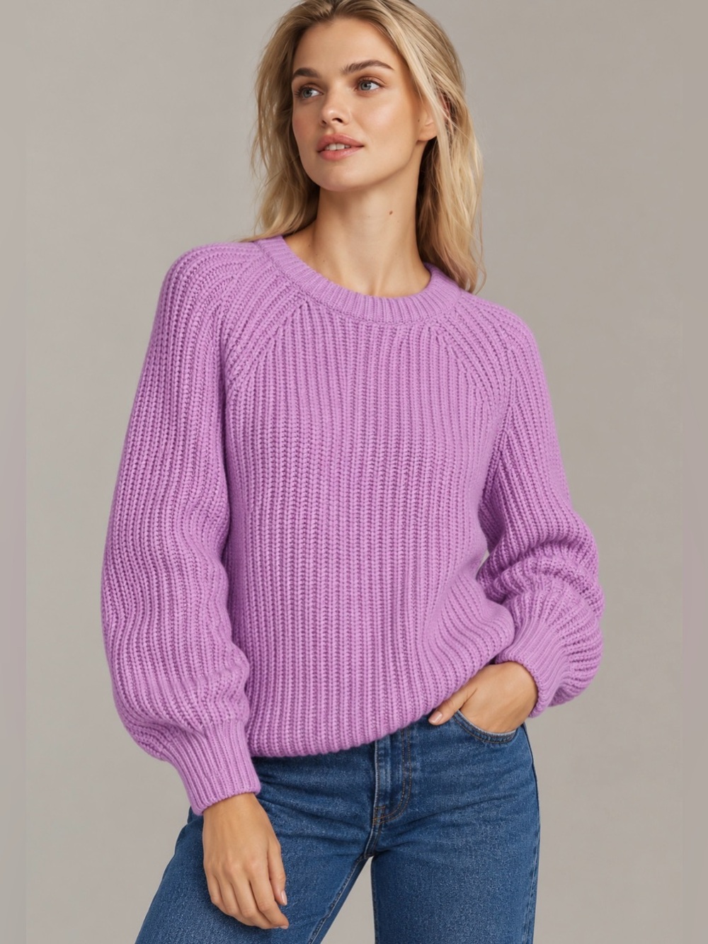 Anthropologie Barbour Wool Blend Hartley Crewneck Sweater Lilac Purple 14/XXL